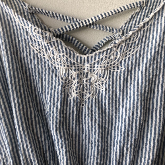 Urban Outfitters Striped Blue Embroidered Romper - Picture 3 of 9